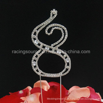 Vintage Rhinestone Number Wedding Cake Topper para Party Cake Decoration